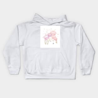 peonies in hand pink illustration Kids Hoodie